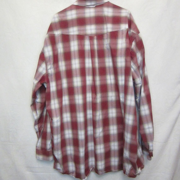 Roper Men's Red/Brown Plaid Long Sleeve Button Down Western Shirt 4XLT - Picture 2 of 6
